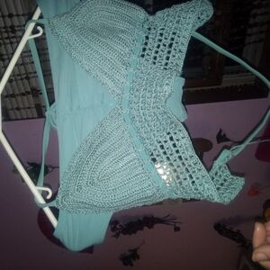 Women's Crochet Top in Teal